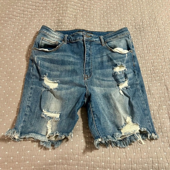 Risen Los Angeles Pants - Risen Blue Distressed Jean Shorts Size 2XL